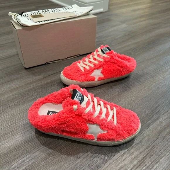 Golden Goose Superstar Sabot Fuchsia White Slip On Shearling Sneakers - Picture 4 of 15
